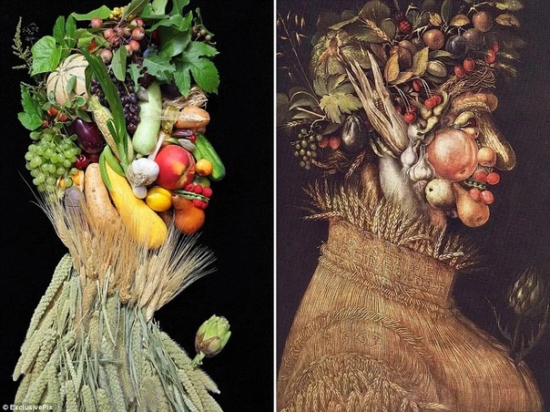 Портреты Арчимбольдо из реальных овощей и фруктов Нью-йоркский фотограф Клаус Энрике Гердес, вдохновленный итальянским художником Джузеппе Арчимбольдо, создал реальные портреты с помощью
