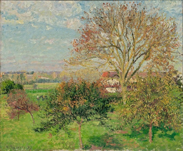 Камиль Писсарро (Camille Pissarro, 1830 - 1903). Осеннее утро в Эраньи. 1897. Холст, масло. 54 x 65 см. ГМИИ имени А.С. Пушкина.