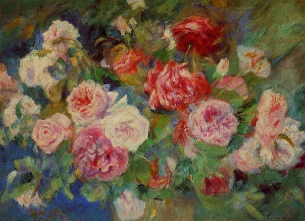 Розы Ренуара (Pierre-Auguste Renoir, 1841 - 1919)«Я просто даю своему мозгу отдохнуть, когда рисую цветы (...) Когда я пишу цветы , я устанавливаю тона, тщательно изучаю отношения (...) Опыт,