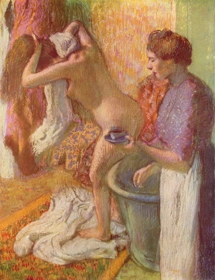 Эдгард Дега. Женщина за туалетом Туалет женщины – это священный ритуал, суть которого непостижима мужчине. Эдгара Дега любил эти моменты. Он написал много картин на этот сюжет, стараясь