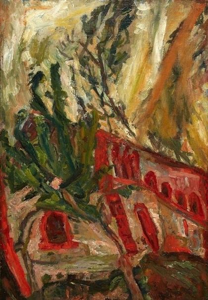 Хаим Сутин (фр. Chaim Soutine; 1893−1943). Le Viaduc Rouge Près de Vence (Красный виадук недалеко от Ванса).Oil on canvas53.7 × 37.1 cm