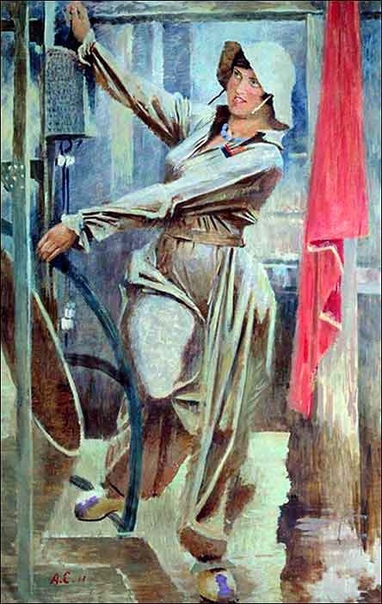 «Девушки Метростроя» Метростроевки), Александр Николаевич СамохваловСерия акварелей, созданная художником-соцреалистом в 1934 году, является частью коллекции Государственного Русского музея в