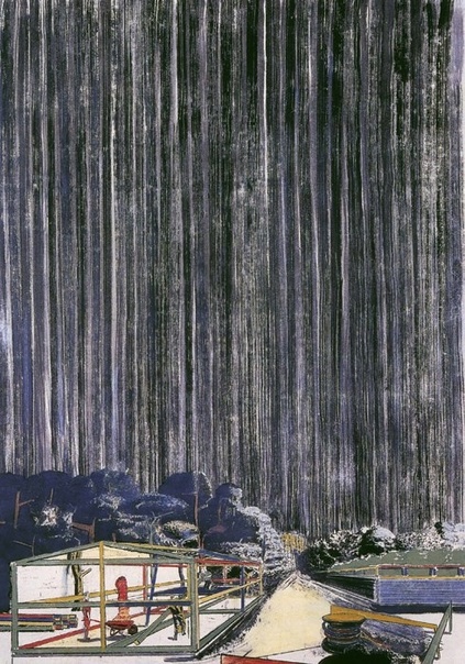 Нео Раух, (нем. Neo Rauch, 1960, Лейпциг, Германия). Das Haus, 1996 oil on canvas 196 x 137 cm