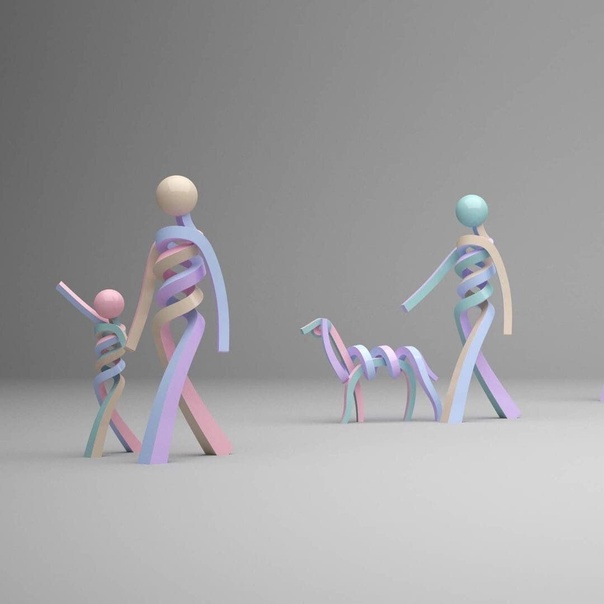 Спиральный минимализм Ли Сангсу Корейский скульптор и художник Lee Sangsoo кует разноцветных спиралевидных животных и людей, фламинго, собак, попугаев и других существ, из длинных полосок