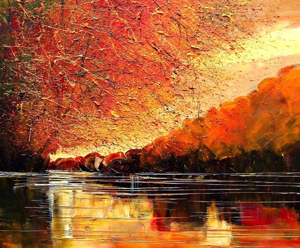 Осенняя пора на картинах Юстины Копаня Польская художница создаёт пейзажи, дарящие эмоциональный взрыв, спокойствие и умиротворение. Justyna Kopania работает в необычной технике, используя