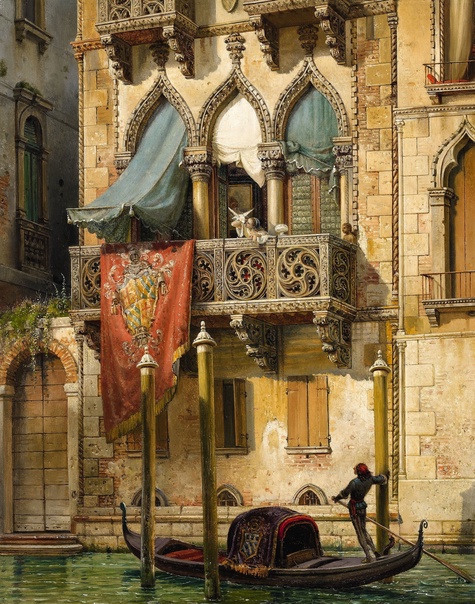 Палаццо Контарини в Венеции, Фридрих фон Нерлийский 1855 год Friedrich von Nerly (1807 - 1878) — немецкий художник романтического стиля и коллекционер. Известен своими ведутами из Венеции. Его
