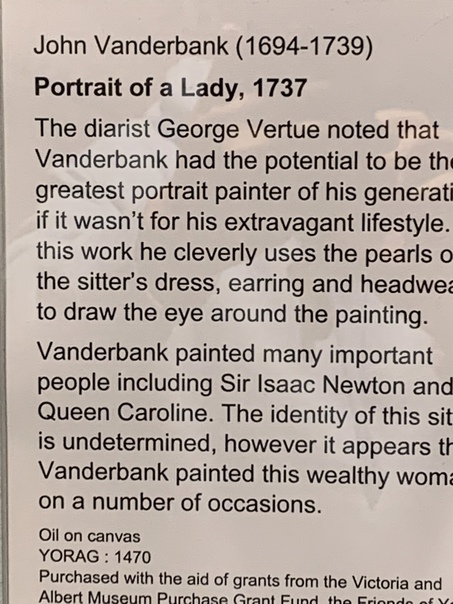 Шедевры York Art Gallery Йоркская художественная галерея) в деталях Джон Вандербанк, «Портрет леди» , 1737