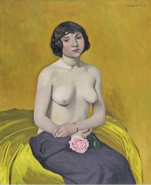Феликс Валлоттон (Felix Vallotton, 1865 - 1925). FEMME À LA ROSE (Женщина с розой), 1914 Öl auf Leinwand (Холст, масло); 100 x 81 cm.