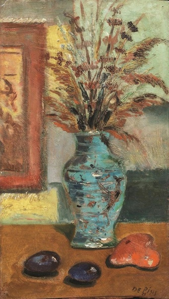 Филиппо де Пизис / Filippo De Pisis 1896 – 1956) — итальянский живописец.Vaso di fiori (Ваза с цветами), 1923. Картон, масло, 50 x 27.5