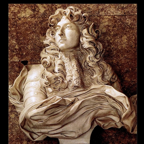 Бюст Людовика ХIV. Джованни (Джан) Лоренцо Бернини 1665 г. Мрамор. Высота 80 см. Версальский дворец, Мраморный портрет был создан во время визита Бернини в Париж. Работа заняла чуть больше трёх