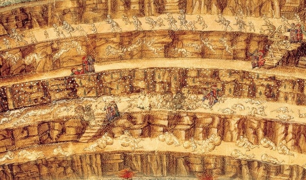 «Бездна Ада», Сандро Боттичелли 1480г. Пергамент и цветные карандаши. Размер: 32 x 47 см. Ватиканская апостольская библиотека Одна из самых известных работ Боттичелли была написана на пике славы