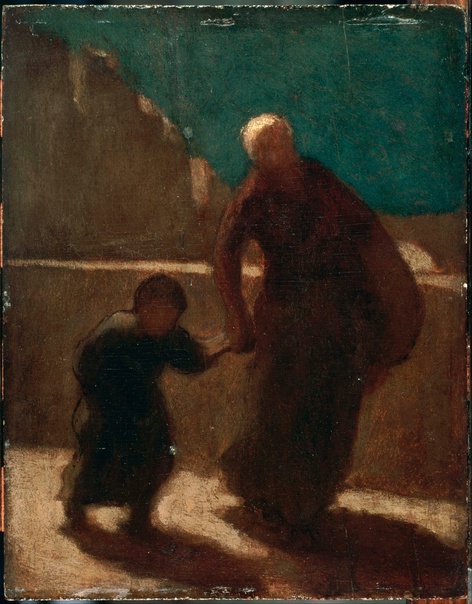 Оноре Домье (1808–1879) На мосту ночью, 1845-1848 г. Масло на деревянной панели 10,75 х 8,63 мм