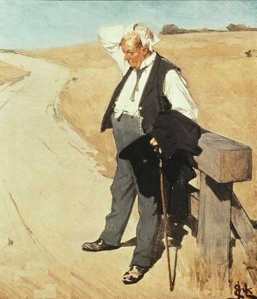 «Измученный жаждой», Эрик Хеннингсен 1907 г. Акварель. Размер: 80 х 62 см. Самая известная работа датского живописца имевшего репутацию народного художника. Картина была написана в 1900 году