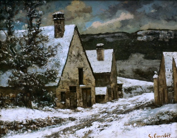 Gustave Courbet (1819 - 1877) Dorfausgang im Winter, ca. 1868