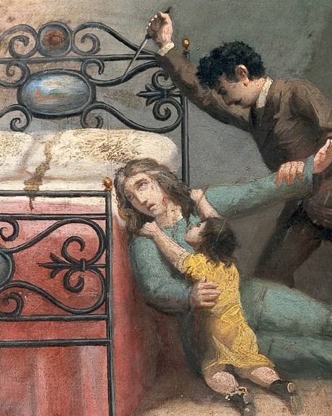 Шедевры Wellcome Collection (Лондон) в деталях «Мужчина пронзает женщину ножом», Итальянский художник 19 века.