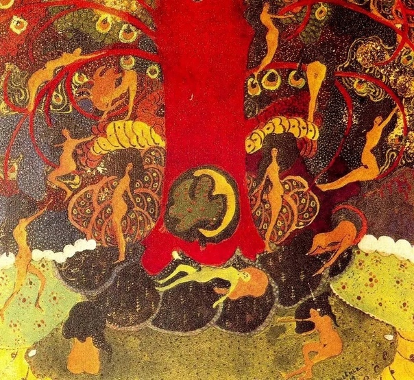 «Дуб и дриады», Казимир Северинович Малевич 1908г. Акварель, тушь, бумага. Размер: 21×28 см. Частная коллекция Нет среди деревьев более привлекательного образа, чем могучий дуб. Сотни художников