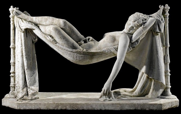 Антонио Фрилли (1860-1920) Флорентийский скульптор «Обнаженная, лежащая в гамаке» 1890
