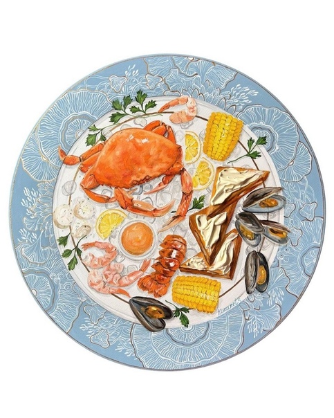 Реалистичные рисунки тарелок с едой Украинская художница по имени Кристина Кунанец придерживается оригинального подхода к своему творчеству: она рисует реалистичную 3D-еду на винтажных тарелках.