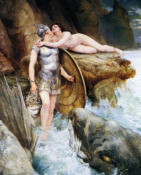«Персей и Андромеда», Чарльз Нейпир Кеннеди 1890 г. Холст, масло. Английский живописец Charles Napier Kennedy (1852 - 1898) был широко известен как мастер жанровых и мифологических картин.