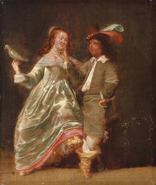 «Танцующая пара», Дирк Халс 17 век. Масло, дерево. Размер: 32 × 27 см. Фонд изящных искусств Гёста Серлакиуса Дирк Хальс был младшим братом Франса Хальса, известного своими портретами. Влияние