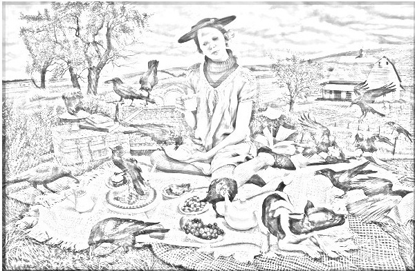 «Вечер»/Soiree, Андреа Коуч 2019 г. Акрил, холст. Размер: 24 х 36 см. В картинах американской художницы Андреа Ковч привлекает магия сельской повседневности. Они притягивают взор уютом и