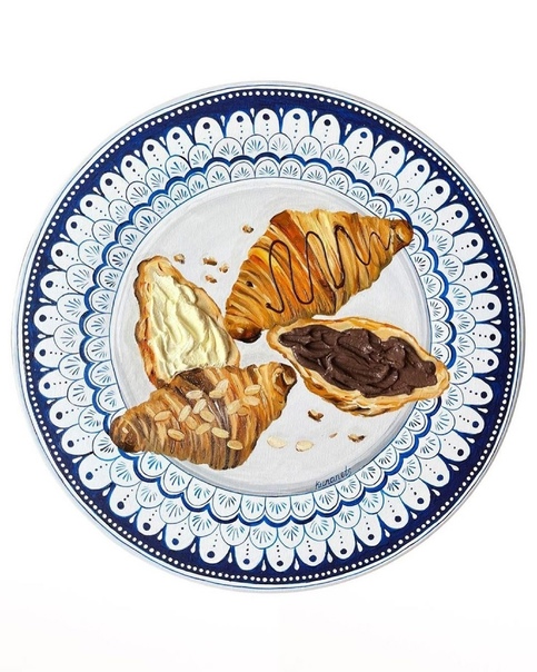 Реалистичные рисунки тарелок с едой Украинская художница по имени Кристина Кунанец придерживается оригинального подхода к своему творчеству: она рисует реалистичную 3D-еду на винтажных тарелках.